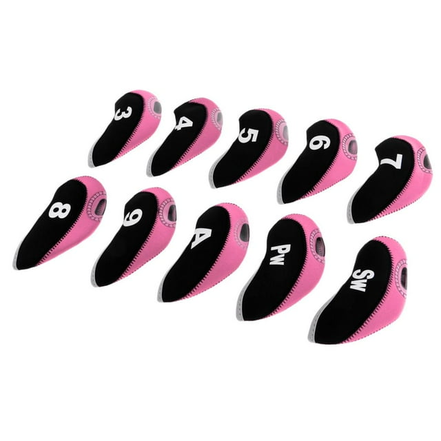 10 Unidades/paquete de Cubierta de Neopreno para Palos para golf, Cubierta de Hierro con , Agujero Protactivo de Tonos, Negro + rosa DYNWAVEMX Cubiertas de la cabeza del club de golf