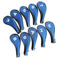 thumbnail image 1 of Almencla 10 Pieces Colorful Golf Iron Headcover Set Golf Club Head Cover Sticky Protector Black and Blue Side, 1 of 8