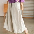 thumbnail image 6 of Women's Cotton Linen Pants High Waist Wide Leg Palazzo Pants Casual Flowy Soft Beach Pants with Pockets Spring, 6 of 9