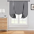 thumbnail image 2 of Haperlare Kitchen Curtain 42"W x 63"L Buffalo Check Adjustable Tie Up Curtain Farmhouse Rod Pocket Window Curtain for Living Room, Black White, 1 Set, 2 of 6