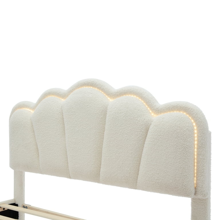 Euroco Upholstery Full Size Platform Bed with Flower-Shaped