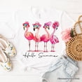 thumbnail image 6 of Flamingo Hello Summer T-Shirt, White and Natural Retro Tee with Tropical Birds, 6 of 10