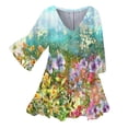 thumbnail image 3 of Fesfesfes Fashion Tops for Womens Floral-Print Casual Short Sleeve V Neck & Tops Thin Blouse Ladies Tops Women Tshirts 2XL(US:12), 3 of 6
