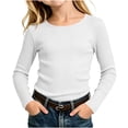thumbnail image 3 of Bixock Toddler Girls Long Sleeve Shirts,Kids Crewneck Pullover Tops Solid Color Ribbed Knit Layering Top Girls Shirt for Everyday Casual Out Girls Clothings, 3 of 7