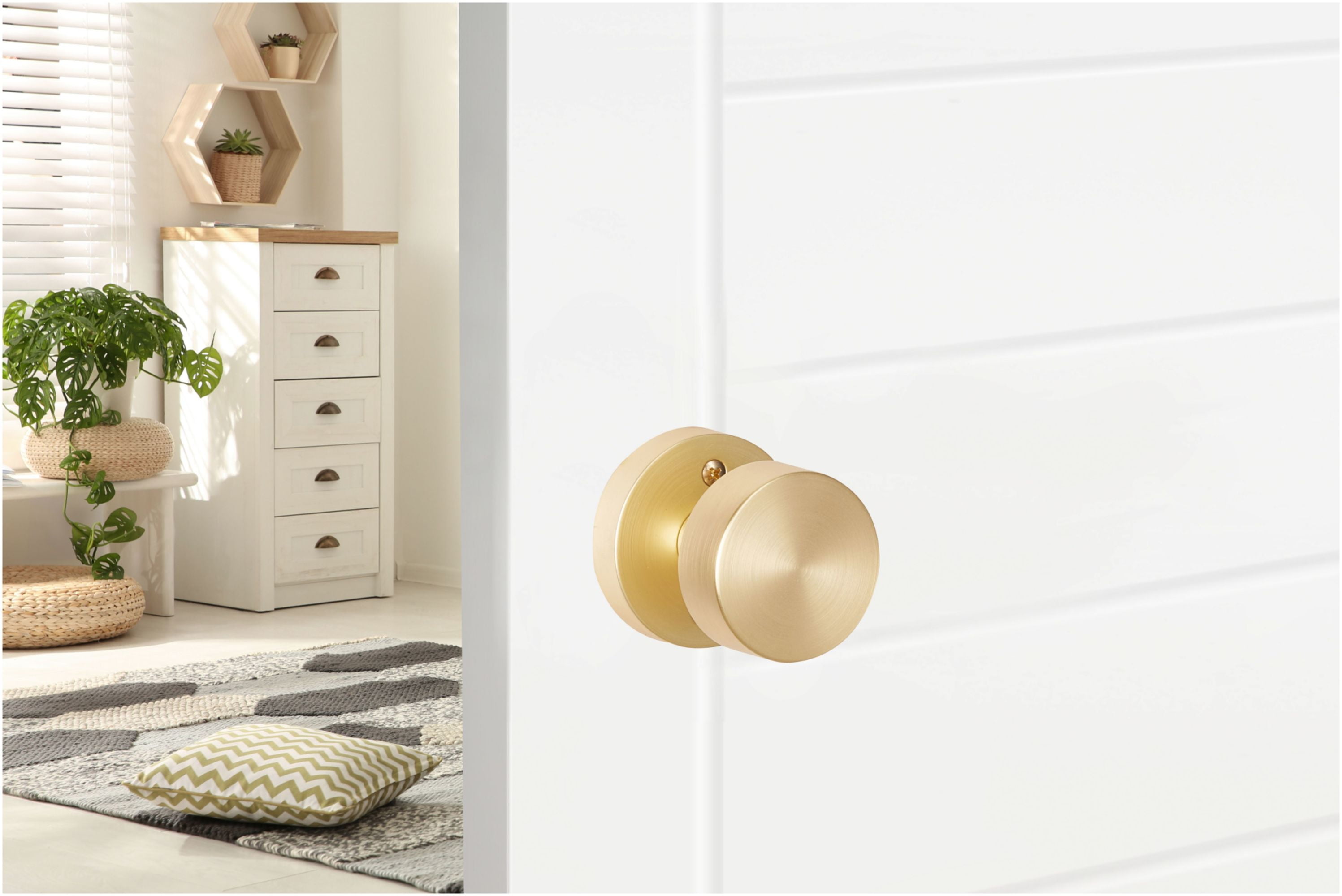 Sure-Loc ZH100-RD SB Zurich Non-Turning One-Sided Dummy Door Knob - Brass