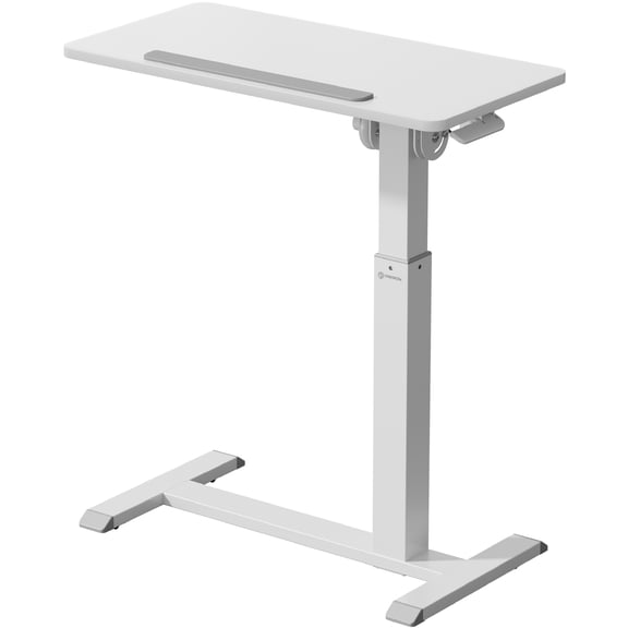 ONKRON Laptop Cart on Wheels, max Load up to 17.6 lbs, Small Rolling Table with Hidden Wheels, Mobile Standing Desk Adjustable Height, 90° Tilting Portable Workstation, Overbed Bedside Desk White