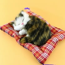 BESTSKY Simulation Plush Animals Toy with Cloth Mat Sleeping Doll Plush Toy Kids Gifts,Shorthair Kitten,Realistic,Lifelike Stuffed Interactive Pet Toy,17cm