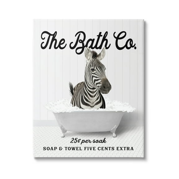 Stupell Industries Bubble Bathtub Zebra Animals & Insects Painting Gallery Wrapped Canvas Print Wall Art, 30 x 40