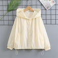 thumbnail image 6 of Vibrex Summer Solid Color Casual Sun Protection Jacket For Boys And Girls Thin Jacket Long-Aleeved Hooded Top Suitable For Travel, Vacation, Summer Outdoor Activities_Beige_14-15 Years, 6 of 8