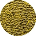 thumbnail image 1 of Ahgly Company Machine Washable Indoor Round Abstract Yellow Modern Area Rugs, 6' Round, 1 of 4