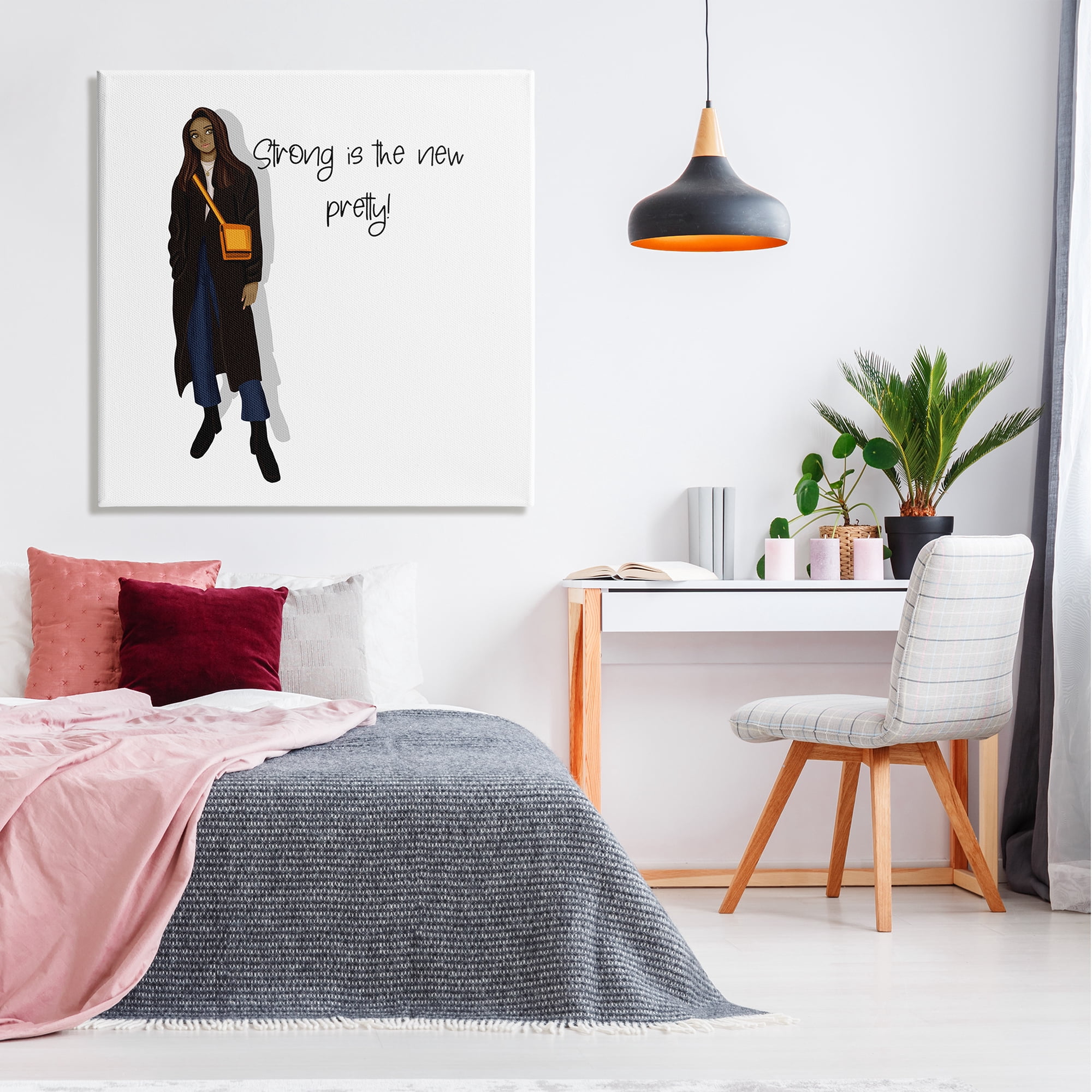Stupell Industries Strong The New Pretty Phrase Inspirational Painting Gallery Wrapped Canvas Art Print Wall Art, 36 x 36
