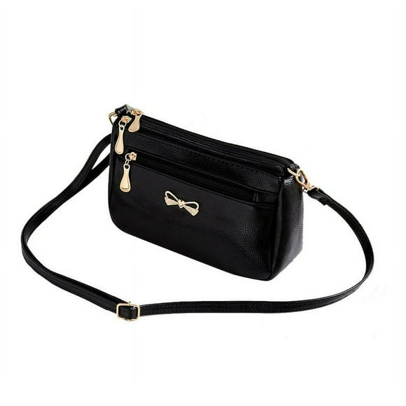 DEELLEEO Small Leather Crossbody Purses for Women Multi Pocket Cross Body Bag Zipper Purse and Handbags Functional Slim Shoulder Bag with Adjustable Long Strap(Red)