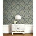 thumbnail image 2 of Casa Mia Prestigious Damask Paper Non-Pasted Wallpaper Roll Blue&Gold 33'L x 20.5"W, 2 of 5