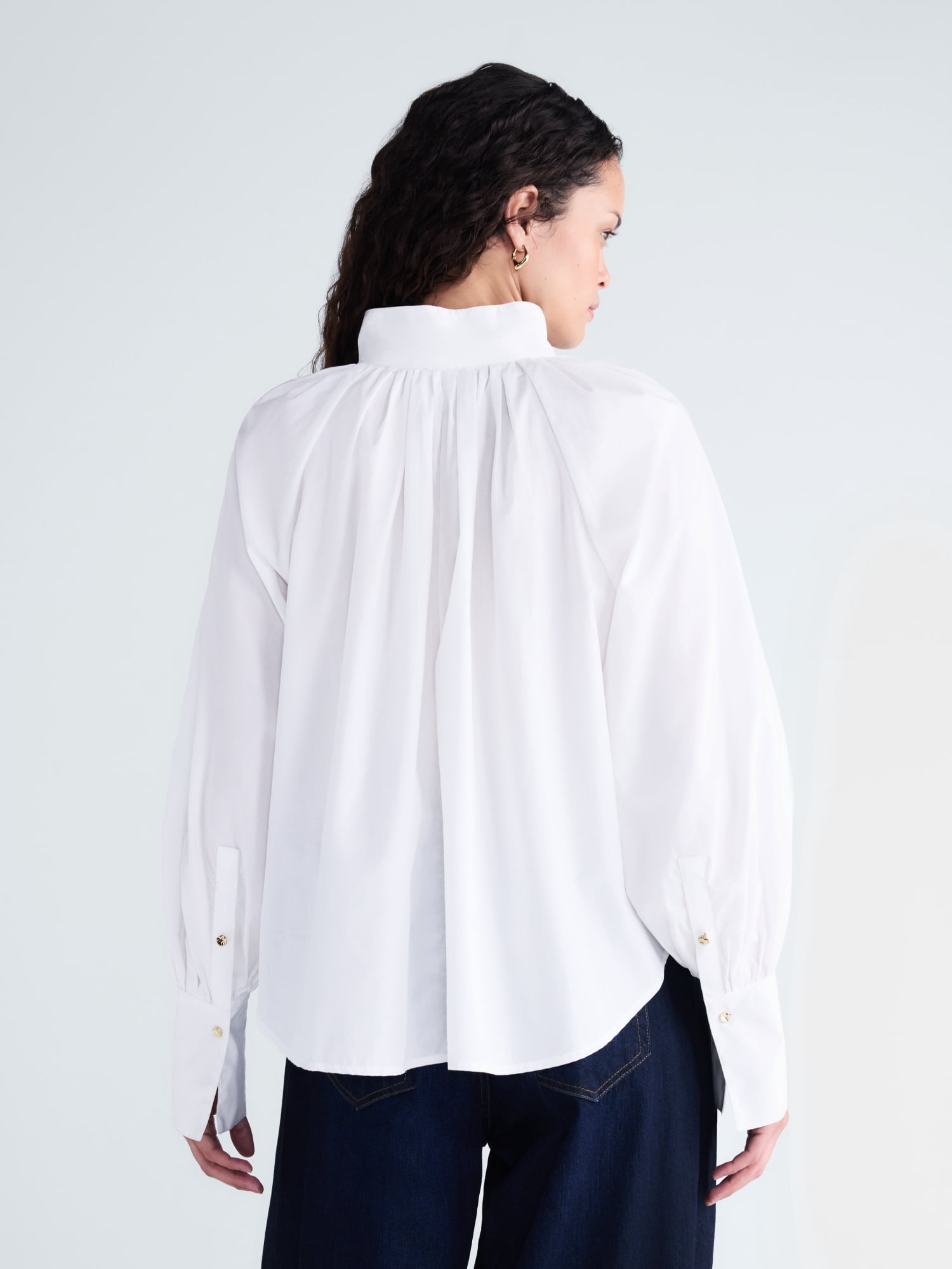 Scoop Women's and Women's Plus Flowy Volume Cotton Blouse, Sizes XS-4X