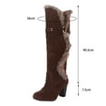 thumbnail image 4 of Mepaouo Womens Knee High Boots Round Toe Heel Boot Fleece Lined Zipper Winter Long Boots(Brown,7.5), 4 of 6