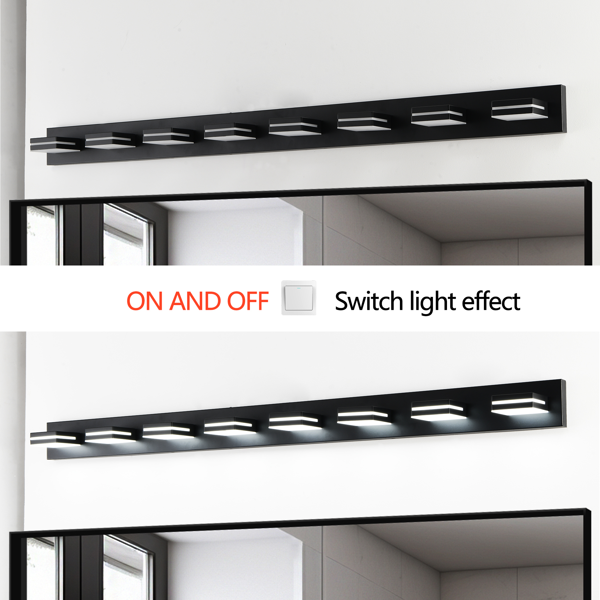 Leumius Modern 8-Light LED Vanity Light, Sleek Minimalist Design, Energy-Efficient, Easy to Install Wall Sconce for Mirror, Bathroom, Bedroom and Hallway Black