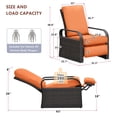 thumbnail image 3 of ATR ART TO REAL Wicker Outdoor Patio Adjustable Recliner Chair with Orange Cushion, 3 of 9