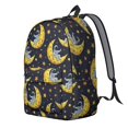 thumbnail image 2 of Astronaut and Moon Black Pattern Backpack for School, Cute School Bag with Adjustable Shoulder Straps and Padded Back, 15.7"x11.8"x5.5", 2 of 5