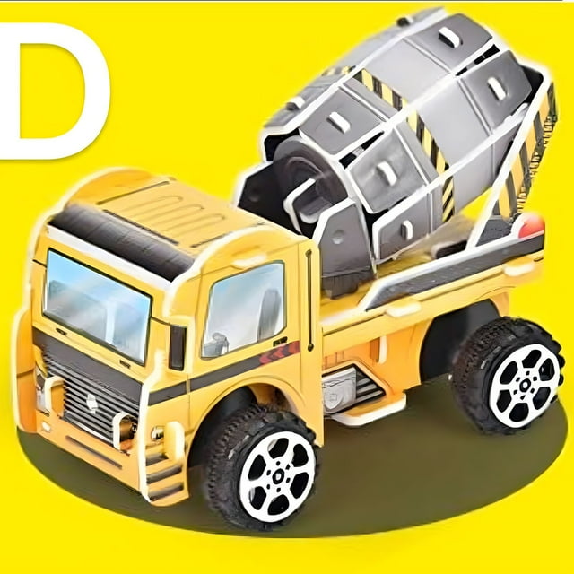 3D Stereo DIY Pull Back Inertial Engineering Car Assembly Model Children's Toys Parent Child Interaction Multiplication Tables for Kids Activities for Toddlers 1-3 Building for Kids Ages 8-12 Anxiety