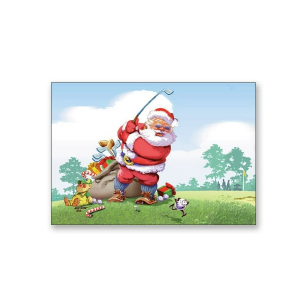 Pack of 10 Christmas Cards & 10 Envelopes Boxed Holiday Cards, Santa