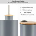 thumbnail image 4 of Gray Bathroom Set with Bamboo Lid - Matte Metal Trash Can and Toilet Brush, 4 of 8