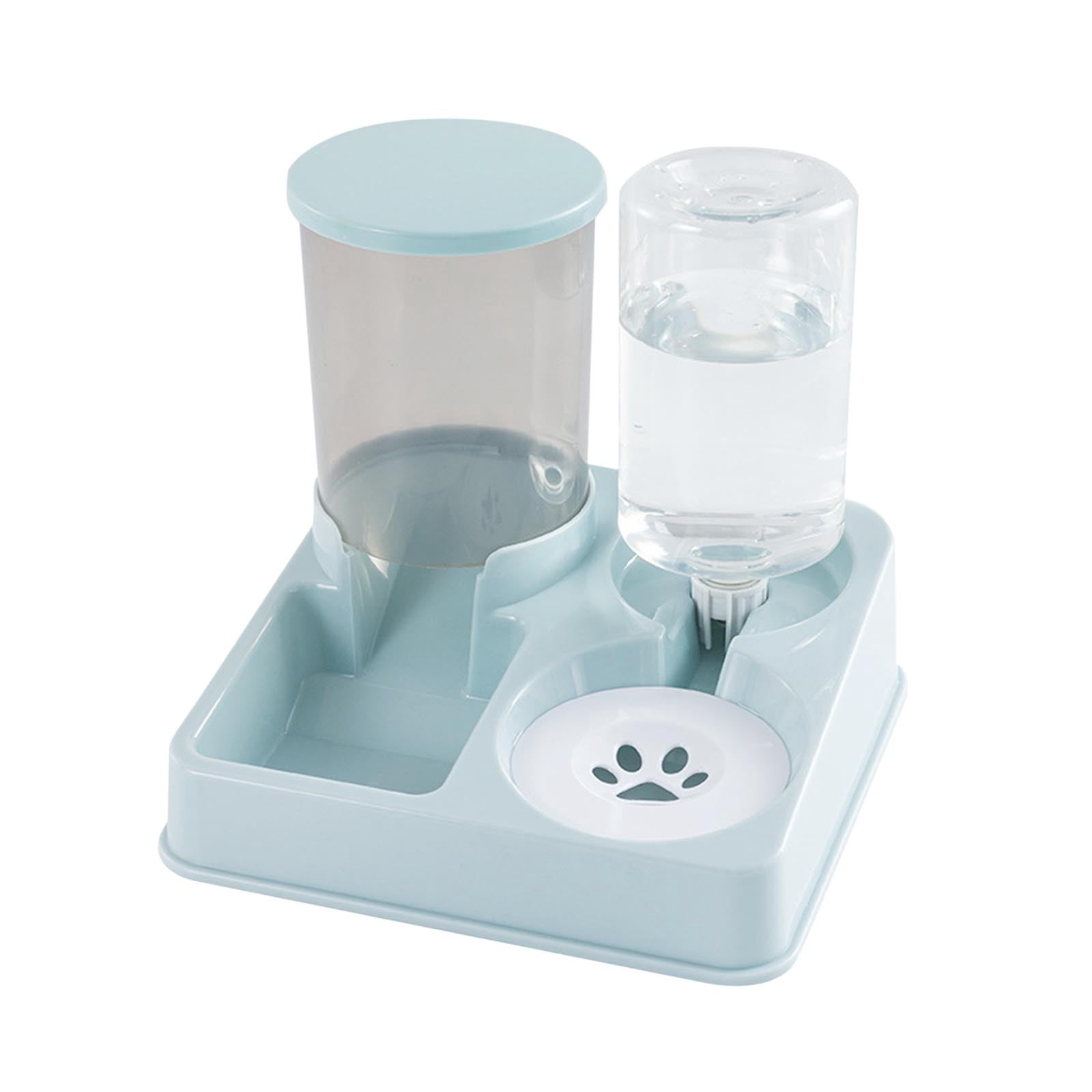 AUHomi Pet Feeder and Water Dispenser, Pet Automatic Waterer and Cat Feeder, Pets Food and Water Bowl, 2 in 1 Pet Feeding Station Self Feed (Light Blue, 1PC)