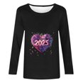 thumbnail image 4 of Styesk Chemises à Manches Longues pour Femmes Nouvel An T-shirt Décontracté Imprimé Col Rond Manches Longues, 4 of 4