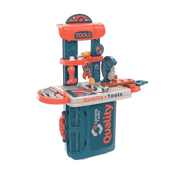 OLEOCA Kids Tool Set — 3 in 1 Portable Workbench & Suitcase Playset, Compact Construction Kit with Pretend Tools, Storage & Travel Design for Boys Ages 3