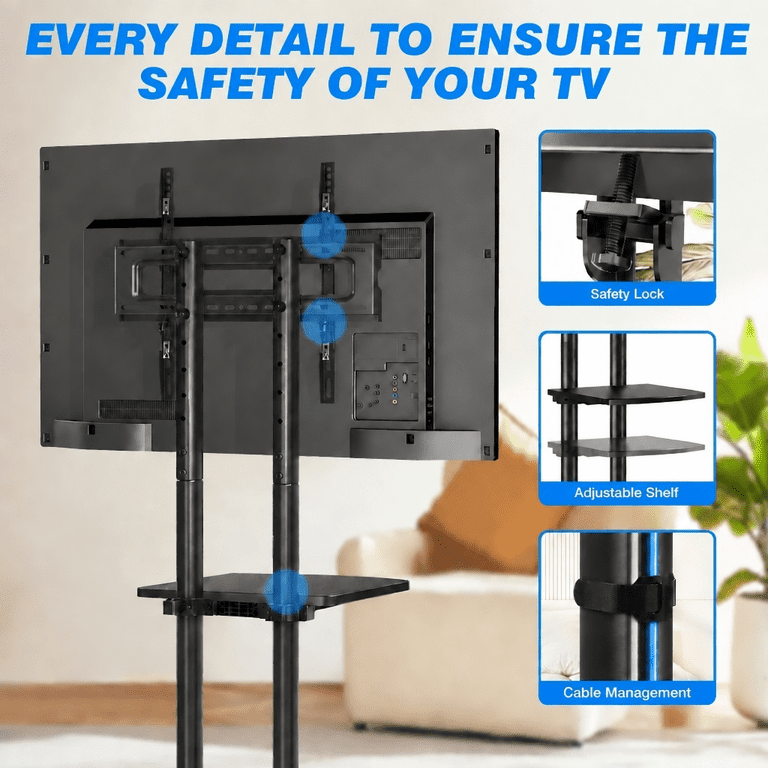 RTVR Rolling TV Stand Cart with Wheels and Mount, 75-Inch photo 5