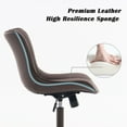 thumbnail image 5 of YOUNIKE Cute Armless Office Desk Chair Modern Upholstered Faux Leather Swivel Task Chair, Brown Same-Colored Bottom, 5 of 7