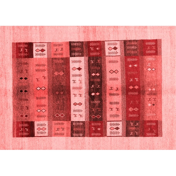 Ahgly Company Indoor Rectangle Abstract Red Contemporary Area Rugs, 6' x 9'