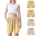 thumbnail image 4 of ITSAME Athletic Shorts for Boys 4-Piece, Elastic Waist Cotton Linen Loose Fit Summer Casual Comfortable Shorts Yellow 11T, 4 of 9