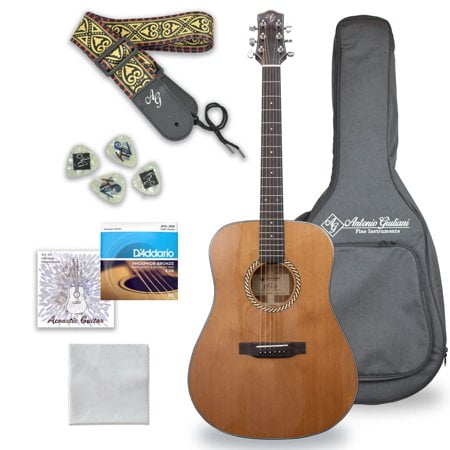 Antonio Guitare Acoustique Acajou Guitare avec Étui de Transport et Accessoires - Ensemble Complet de Guitare - Dreadnought