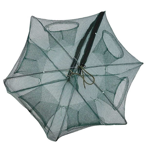 Red de pesca automática de 6 agujeros, jaula de nailon plegable para camarones, trampa para peces y cangrejos