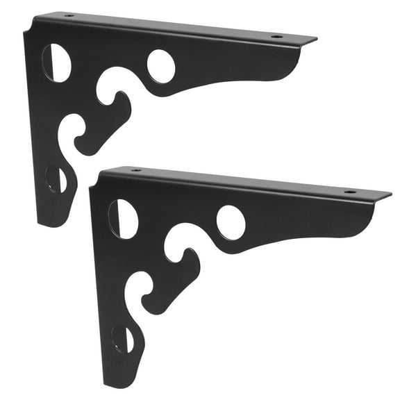 HOMEMAXS  2 Pcs Tripod Duty Floating Shelf Brackets Foldable Anchor Black