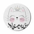 thumbnail image 1 of Cat Mouse Pad for Computers, Meow Calligraphy Princess Kitten with a Crown Drawn by Hand, Round Non-Slip Thick Rubber Modern Gaming Mousepad, 8" Round, Baby Pink Dimgray, by Ambesonne, 1 of 2