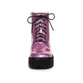 thumbnail image 2 of BLISSFUL STEP Valentine's Women's Boot Colorful Round Toe Platform Lace Up Ankle Boots Pink 10, 2 of 8