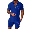 thumbnail image 2 of Short Sets for Men Relaxed Fit Breathable Quarter Zip Polo Tshirt and Shorts 2 Piece Matching Set Mens Summer Outfits, 2 of 4