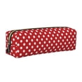 thumbnail image 1 of Disketp Red Polka Dot Estuche de Lápices de Cuero con Cierre, Estuche Compacto para Papelería, Bolígrafos y Accesorios Pequeños, 1 of 7