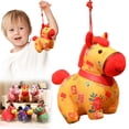 thumbnail image 2 of XIANXIAN 2026 Year of The Horse Chinese New Year Ornaments, Cute Hanging Horse Plush Mascot Figurine, 2026 Chinese Zodiac Ornaments Spring Festival Decorations New Year Gifts (6.3In), 2 of 6
