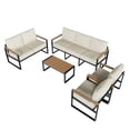 thumbnail image 2 of Sumnthink 5-Piece Outdoor Patio Furniture Set, Modern Metal Conversation Set for Porch, Deck, Balcony (Off White), 2 of 8