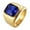 Gold Blue Stone, variant on Men's Stone Ring Black Stainless Steel Large Square Zirconia Vintage Statement Rings Black CZ Size 9
