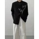 thumbnail image 2 of Chaqueta negra para hombre de gran tamaño con abrigos bordados, trajes y blazers de talla grande para hombre, ropa de estilo coreano, informal y de moda, 2 of 5