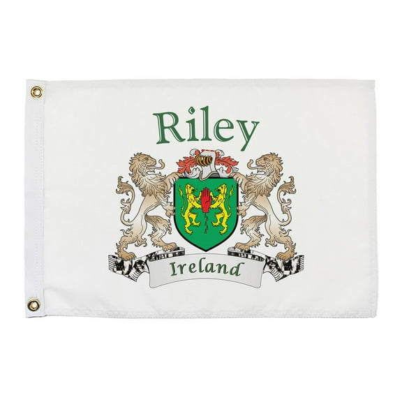 Riley Irish Coat of Arms Small White Flag - 16"x10.5" inches