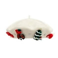 thumbnail image 2 of Cute Christmas Beret Christmas Warm Bow Beret Christmas Warm Bow Beret Christmas Decorations for Home Of The Day, 2 of 9