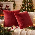 thumbnail image 5 of Sm:)e Soft Plush Faux Fur Throw Pillow Covers 18x18 Inch Set of 2, Decorative Cushion Covers for Couch Sofa Bedroom Living Room Home Decor, Red, 5 of 6