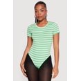 thumbnail image 2 of Women's Striped Short Sleeve Crew Neck Bodysuit, 2 of 4