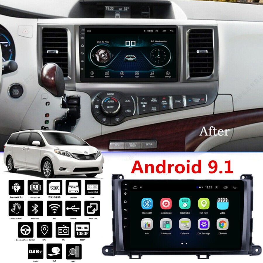 For Toyota Sienna 11 14 9 Android 9 1 Car Stereo Radio Gps Navi Mp5 Player 2 32g Walmart Com Walmart Com