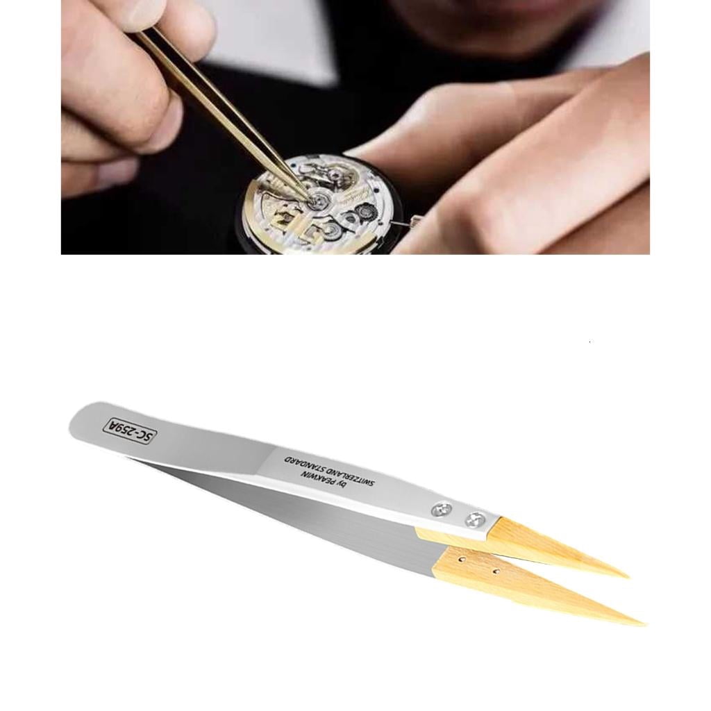 CEORPER Antimagnetic Tweezer With Boxwood Grip For Delicate Instrument Maintenance