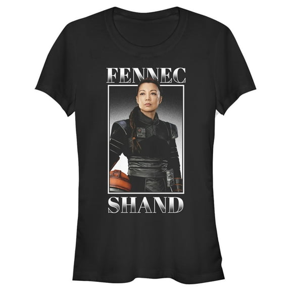 Junior's Star Wars: The Mandalorian Fennec Shand Portrait Graphic Tee Black 2X Large
